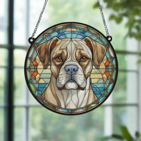 Boxer Stained Glass Effect Suncatcher